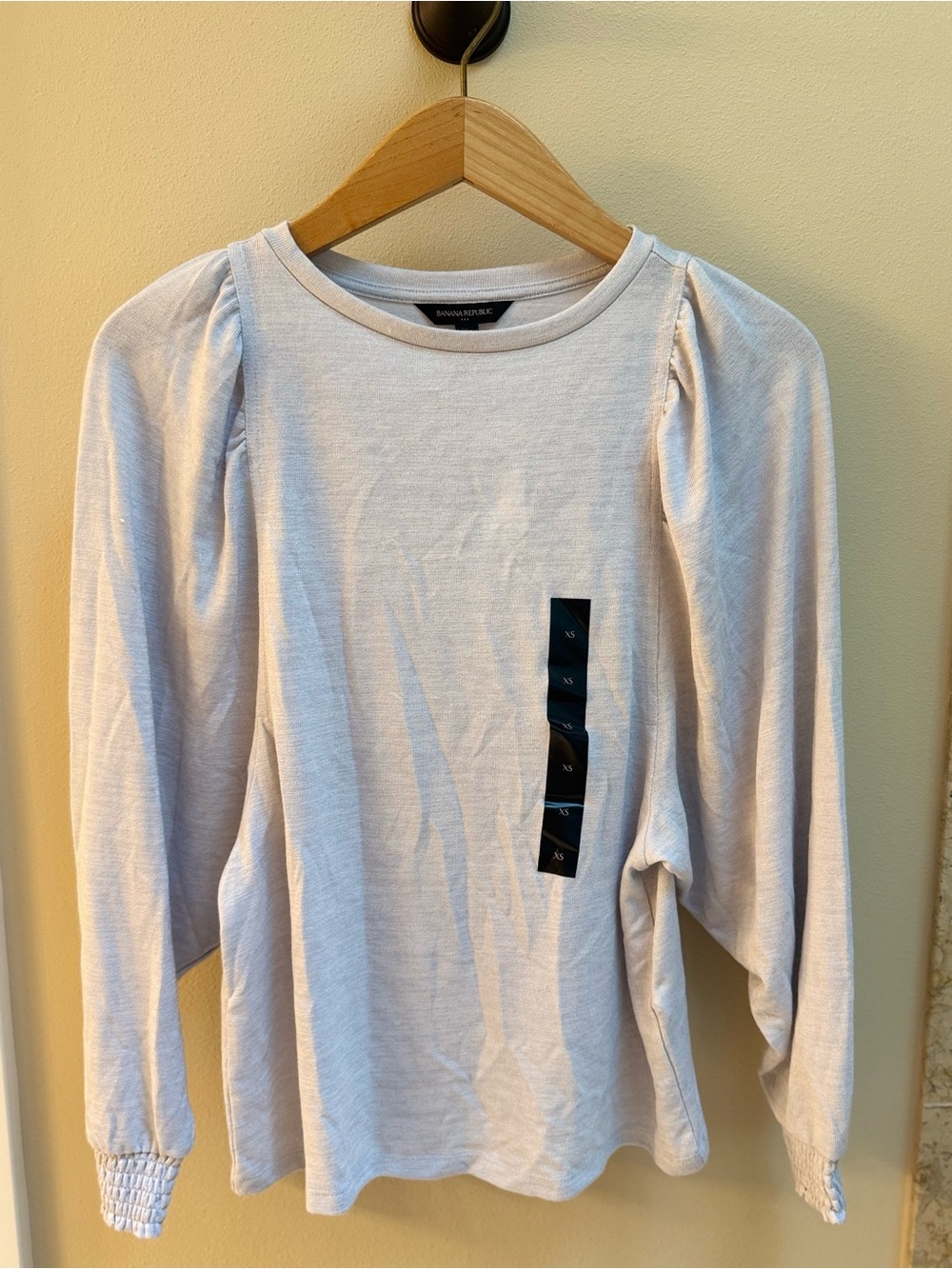Banana Republic Light Taupe Long Sleeve Top with Puff Shoulders